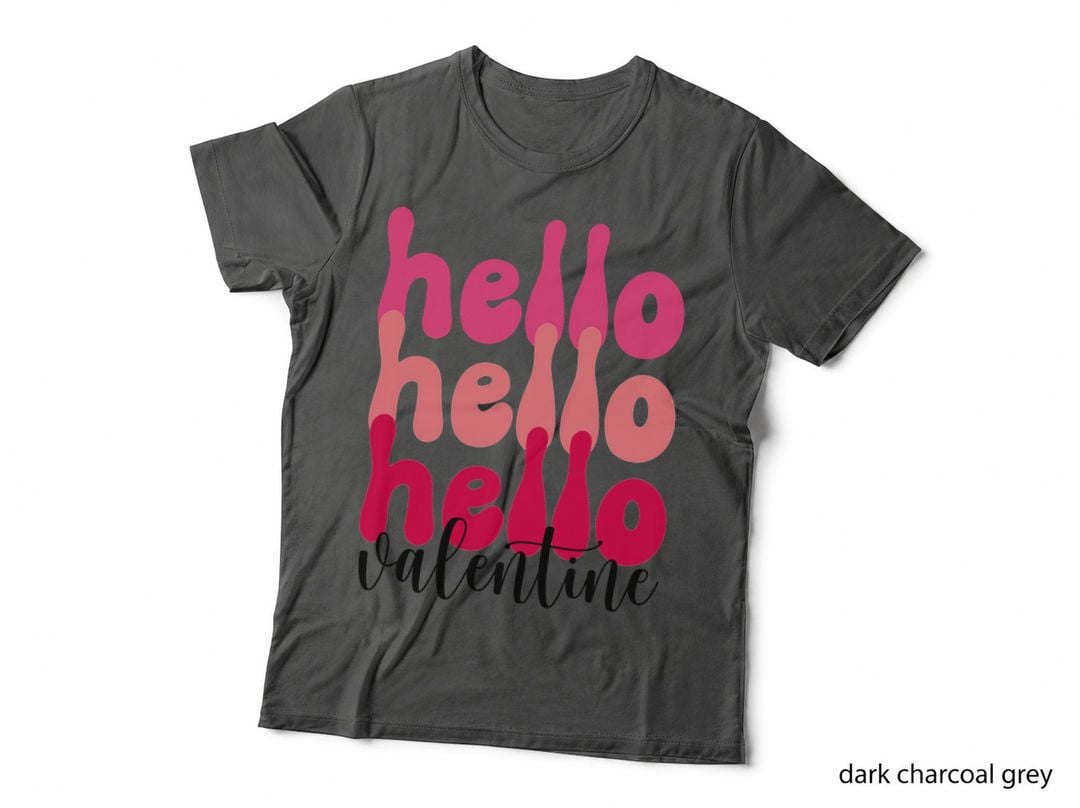 Hello Valentine Rainbow Pink Text Gradient Y2k Playful T-Shirt