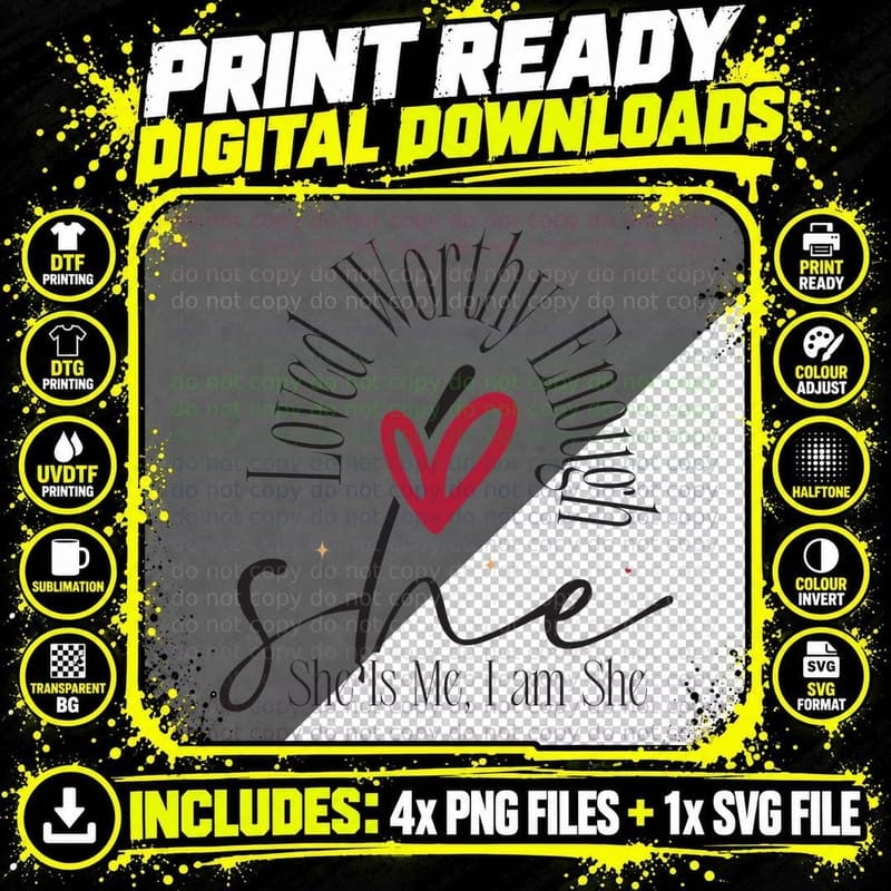 I Love Not Worthy You Soul She Shes Me Am Black Spiral Png SVG Digital Bundle