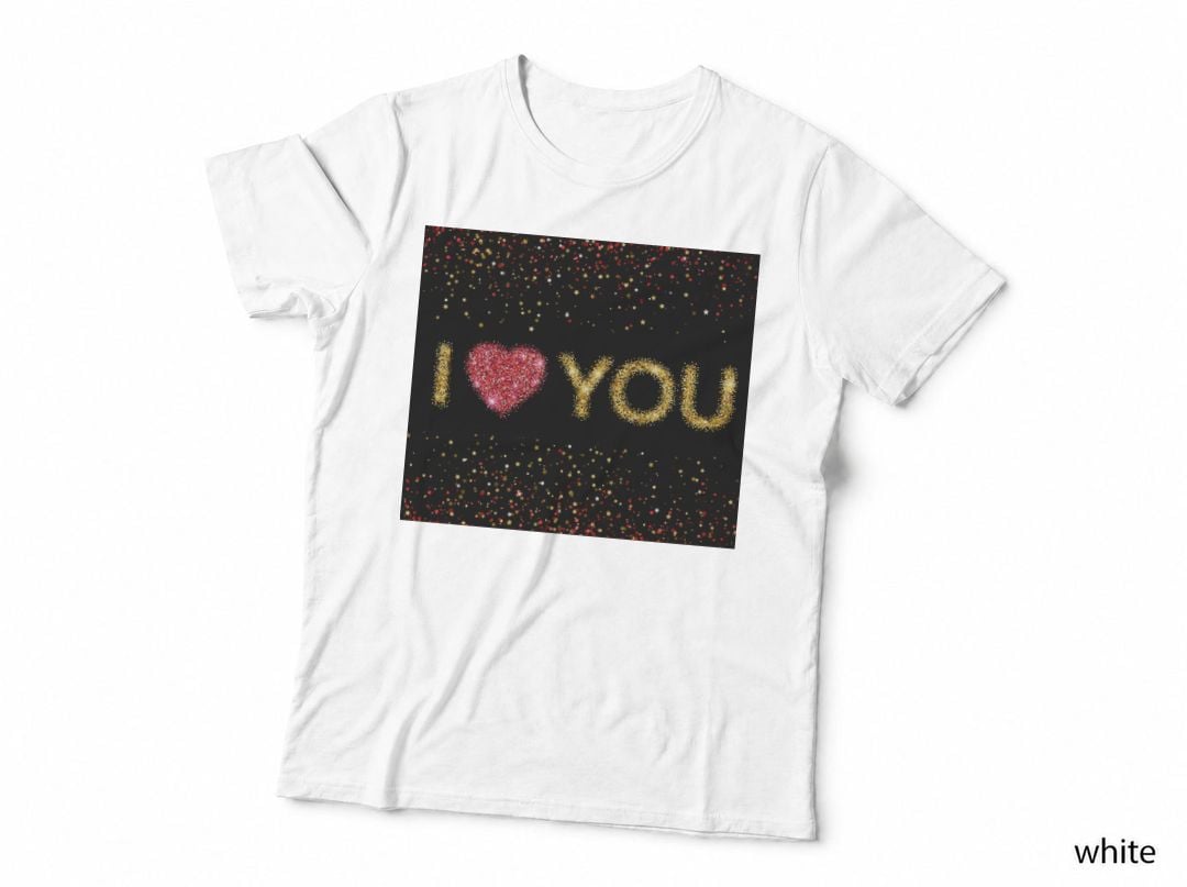 I Love You Gold Glitter Text Heart Red Sparkle T-Shirt