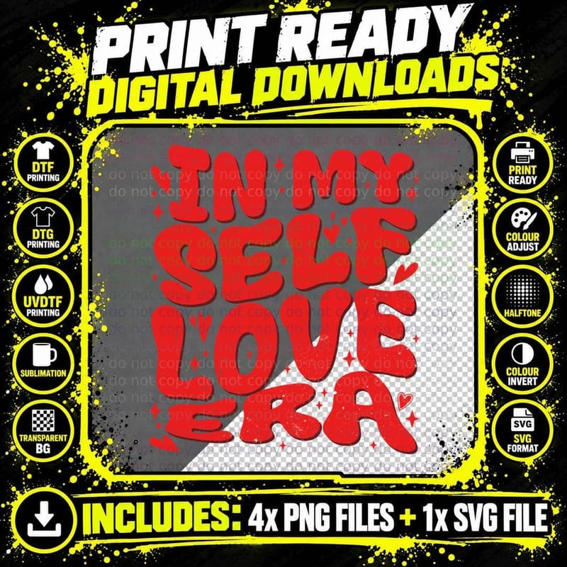 In Myself in Love Era Red Bold Text Self-Love Theme Png SVG Digital Bundle