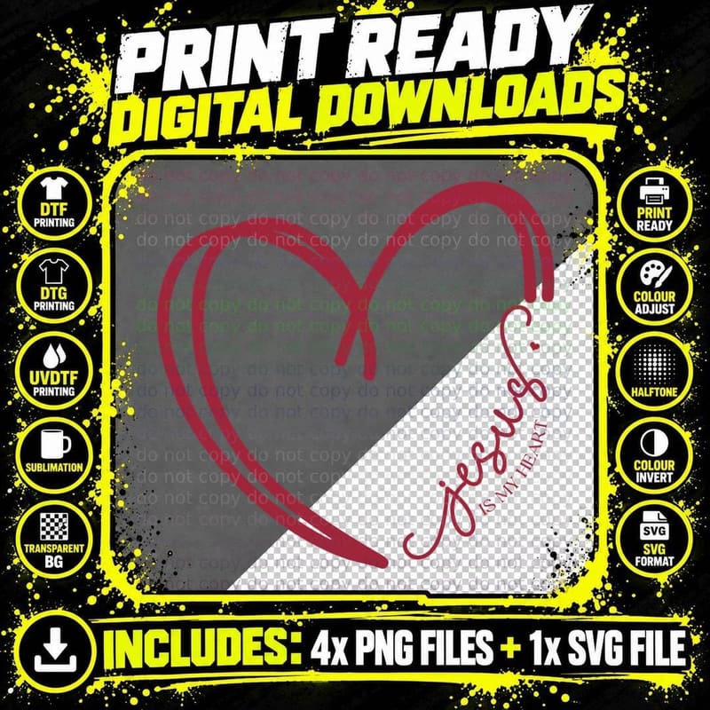 Jesus Is My Soulmate Heart Script Distressed Mottled Png SVG Digital Bundle