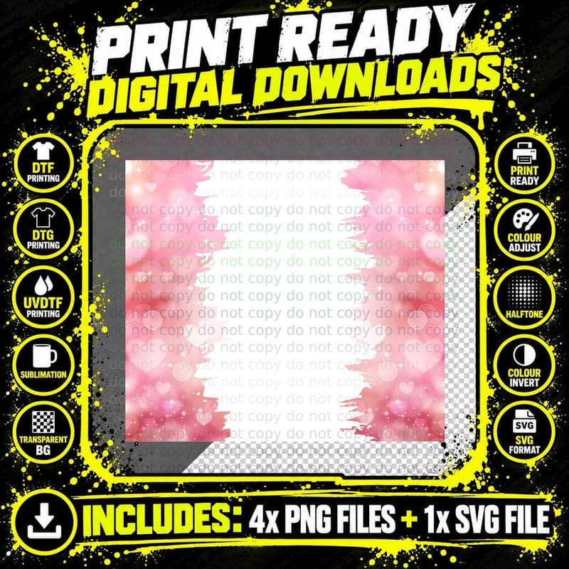 Large Heart Pink 3D Soft Bokeh Luminous T-Shirt Png SVG Digital Bundle