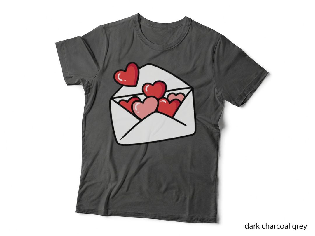 Letter Hearts Pink White Envelope Simple Love T-Shirt