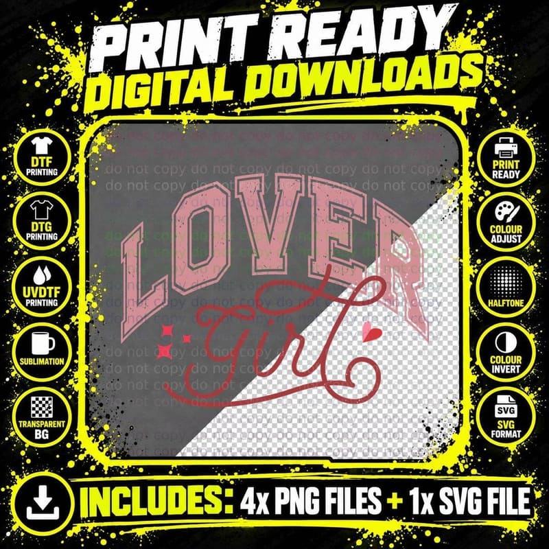 Love Girl Pink Letters Cursive Handwriting Red Valentine Png SVG Digital Bundle