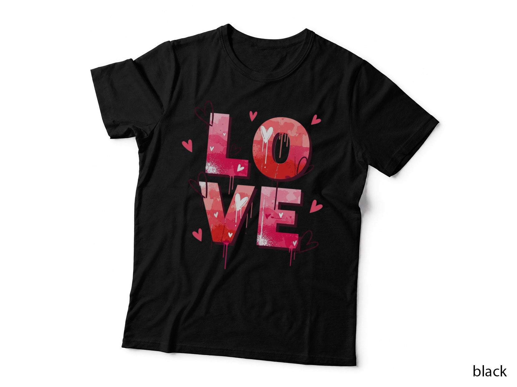 Love Graffiti Pink Glitter Text Hearts Urban Style Edgy T-Shirt