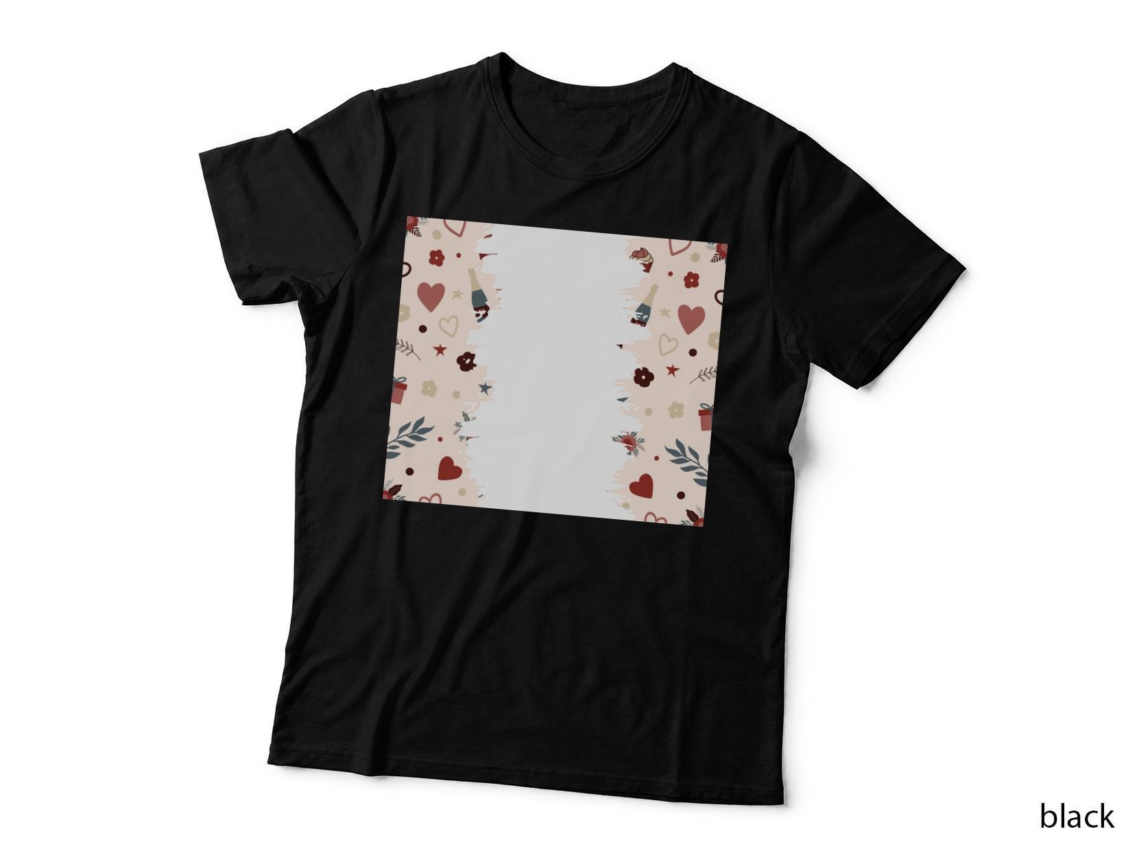 Love Illustration Cream Tan Hearts Icons Leaves Stars T-Shirt