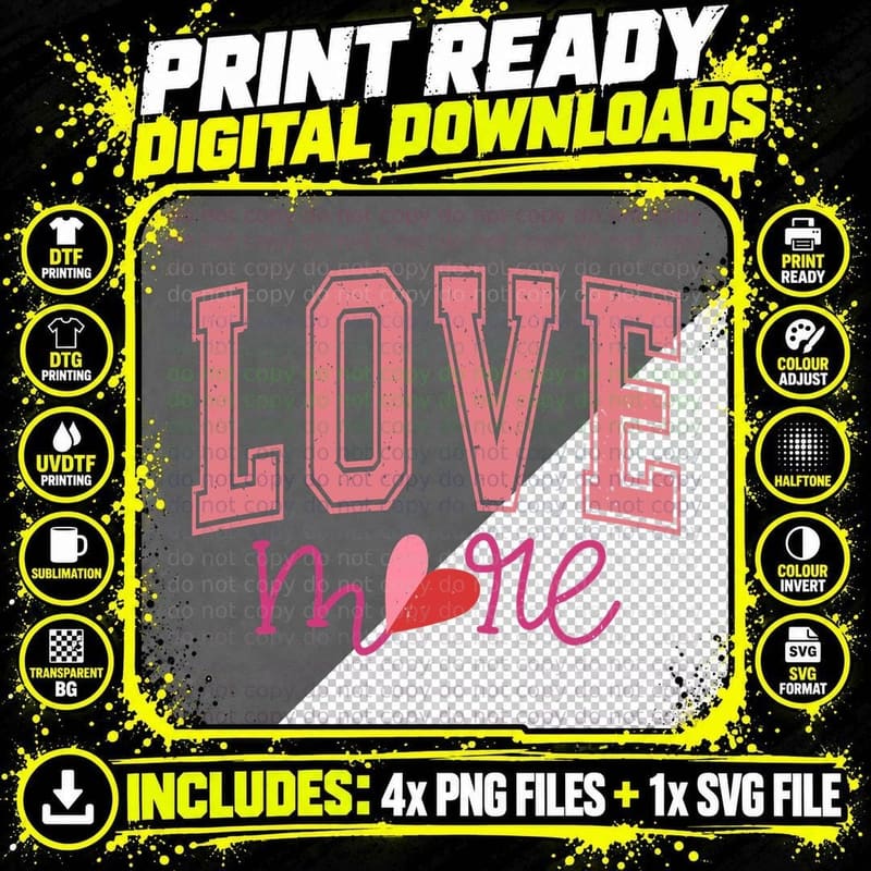 Love Meme Large Pink and Red Letters with Bow Cursive Png SVG Digital Bundle