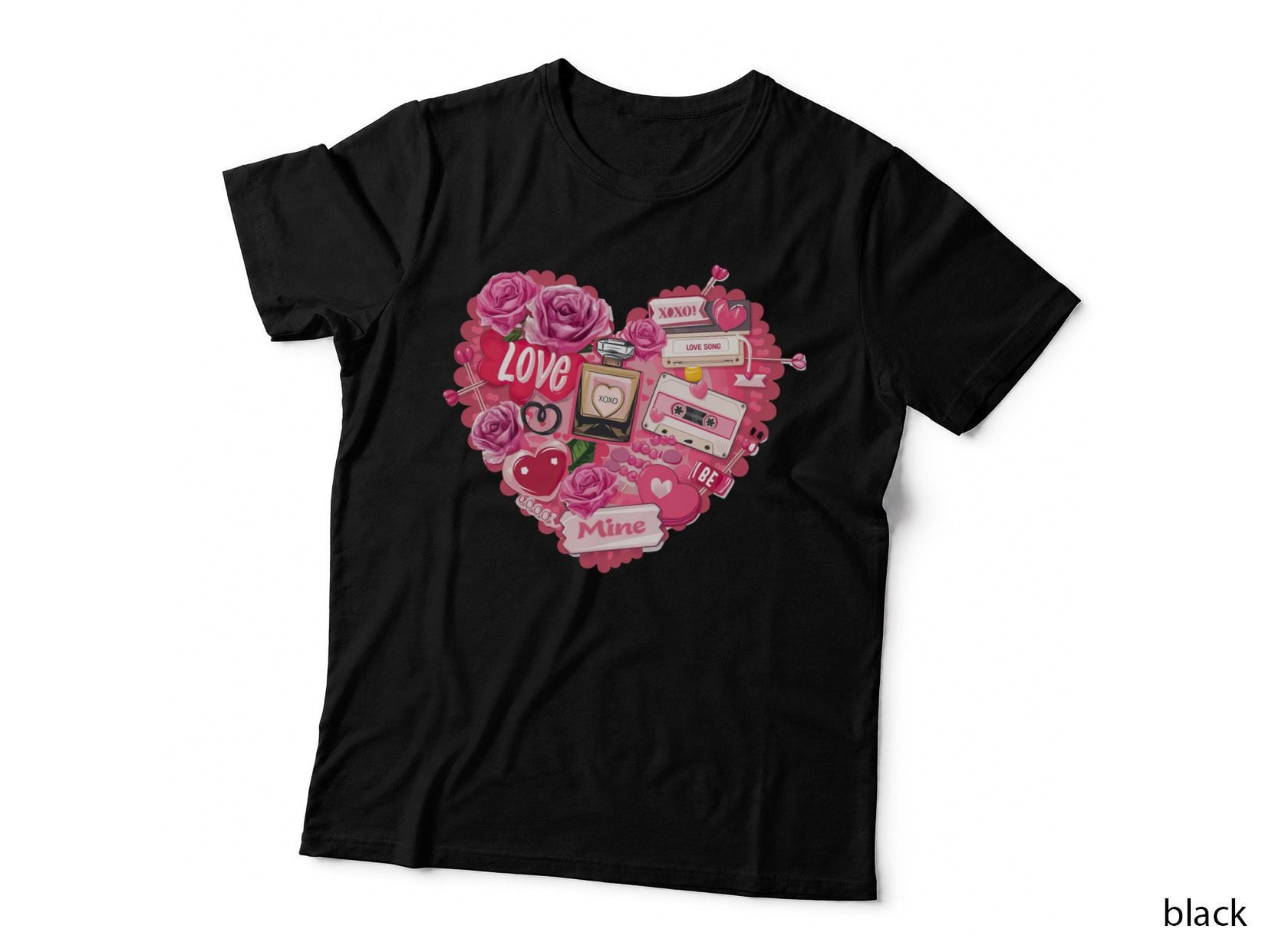 Love Mine XOXO Perfume Bottle Pink Roses Heart Gloss Feminine T-Shirt