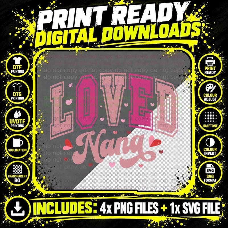 Love Nana Pink Stitched Distressed Ombre Grandparent Png SVG Digital Bundle