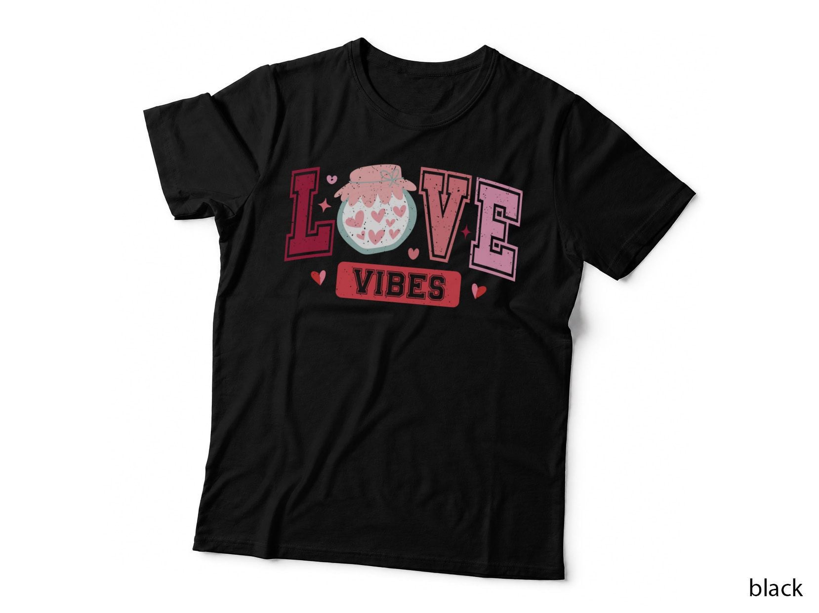 Love Vibes Heart Shaped Potion Glitter Pink Valentine Cute T-Shirt
