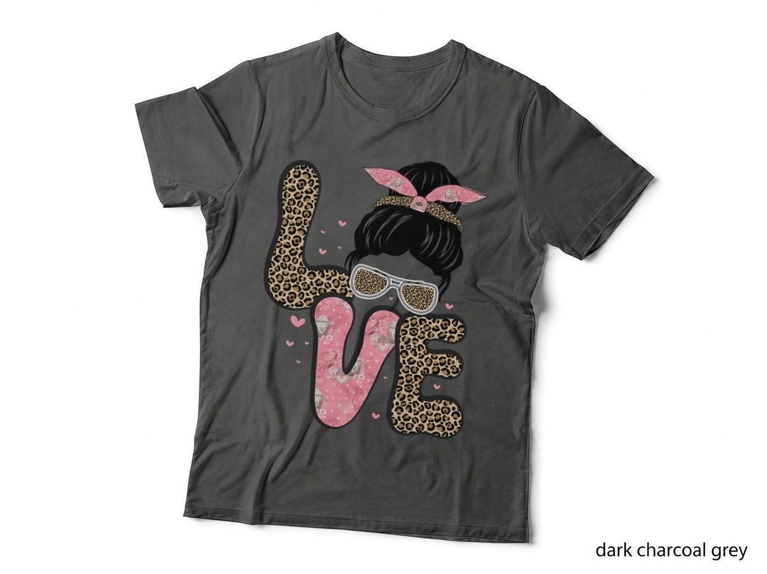 Love Woman with Leopard Bow Gold and Pink Fashion Style T-Shirt