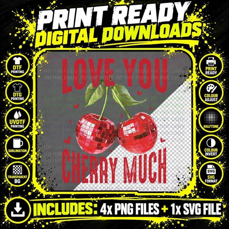 Love You Cherry Much T-Shirt Png SVG Digital Bundle