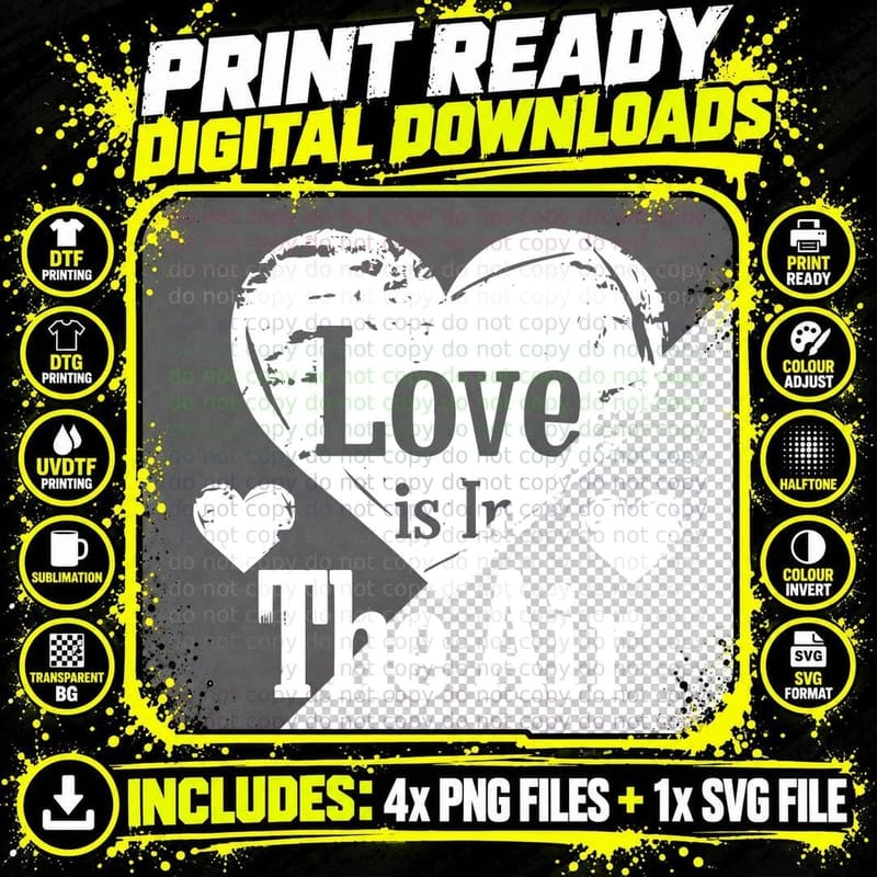 Love in Air Is in the Heart Silhouette Couple Flying Png SVG Digital Bundle