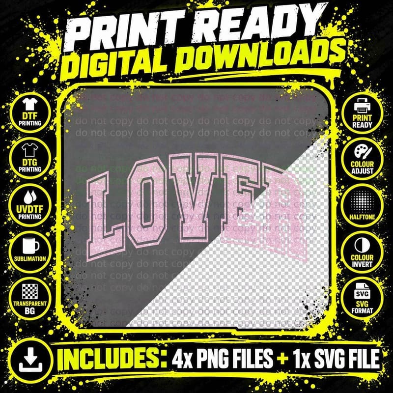 Lover Pink Glitter Text Y2k Sparkle Minimalist T-Shirt Png SVG Digital Bundle