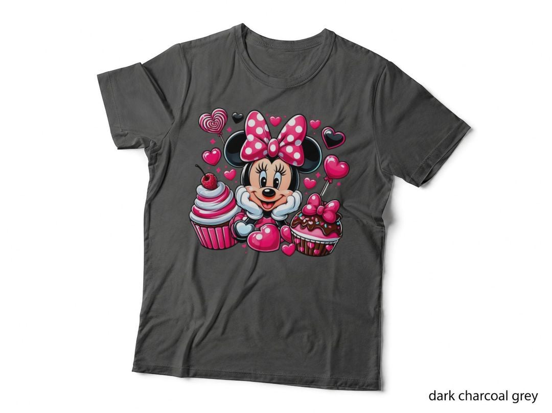 Minnie Cupcake Pink Red Frosting Hearts T-Shirt