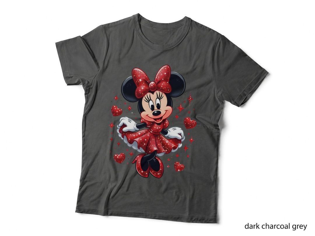 Minnie Glitter Red Pink Sparkle Hearts Cute T-Shirt