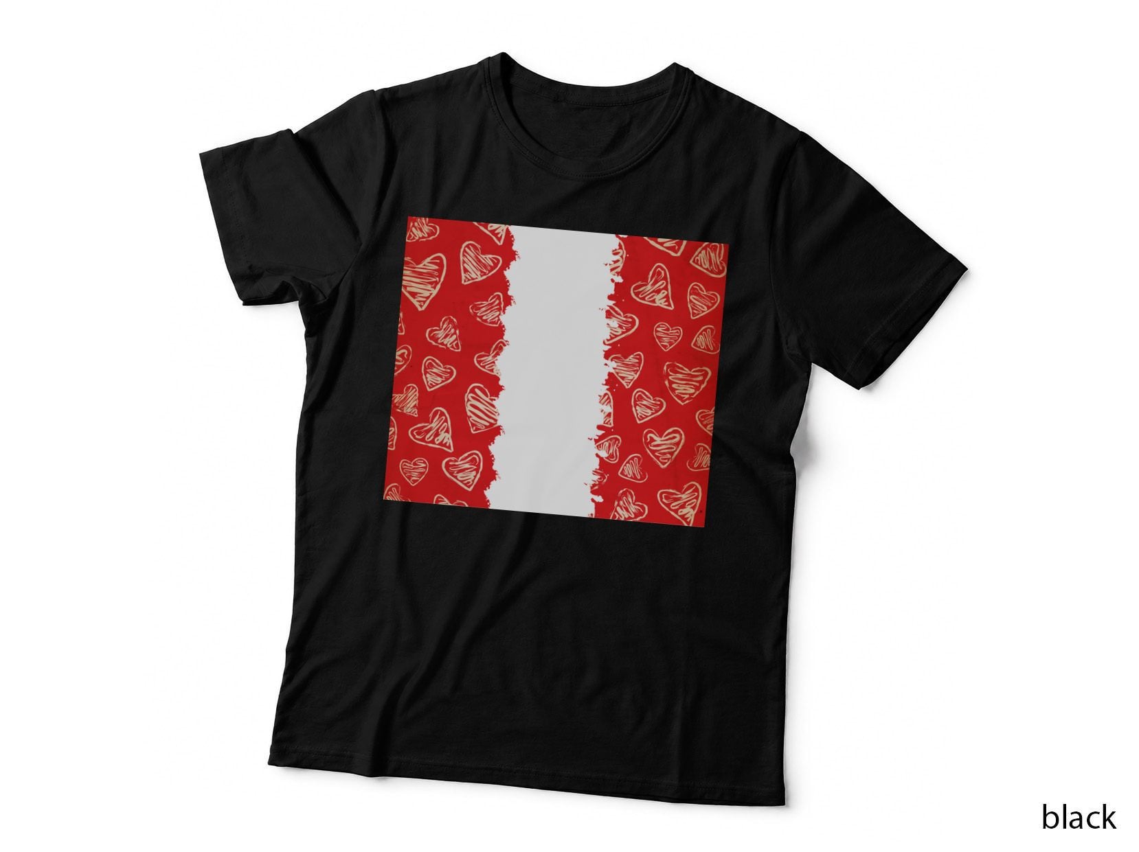 Outline Hearts Red Graffiti Pattern Scattered T-Shirt