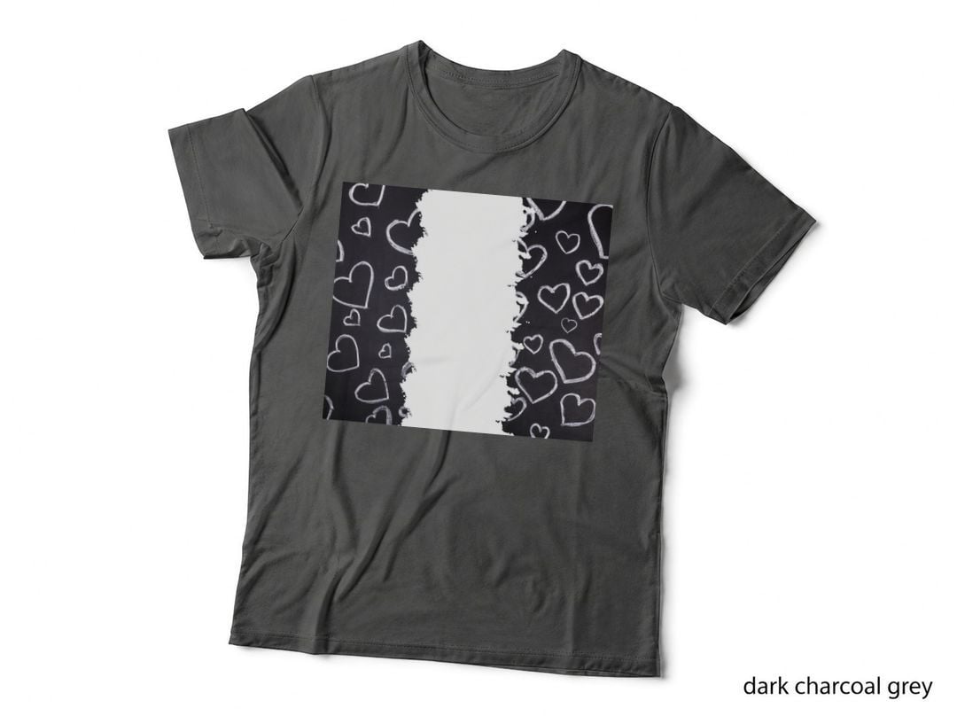 Outlined Hearts Black White Minimalist Chalkboard T-Shirt