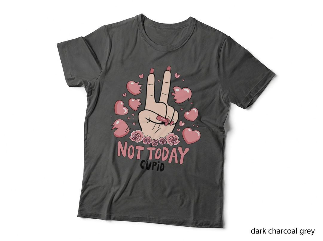 Peace Not Cupid Today Hand Sign with Hearts Roses T-Shirt
