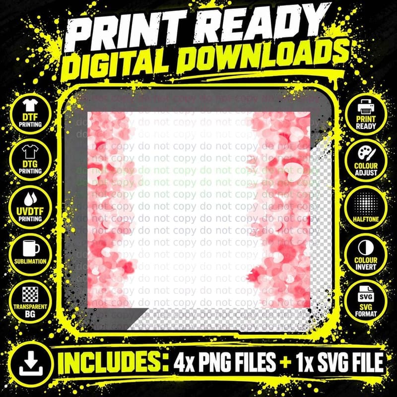 Pink Bokeh Hearts Soft Valentine Aesthetic T-Shirt Png SVG Digital Bundle