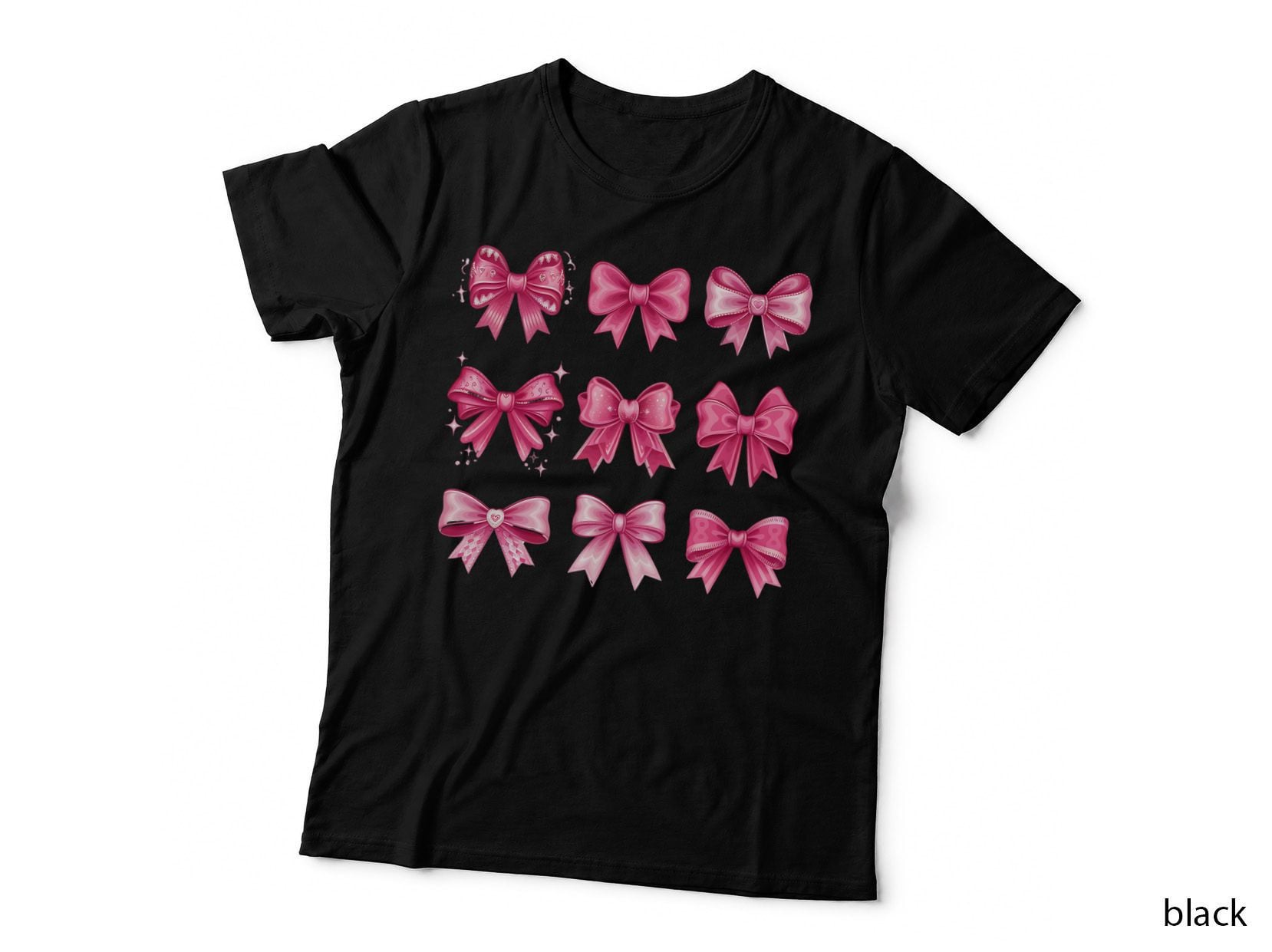 Pink Bows Nine Glitter Sparkly Glamorous Design T-Shirt