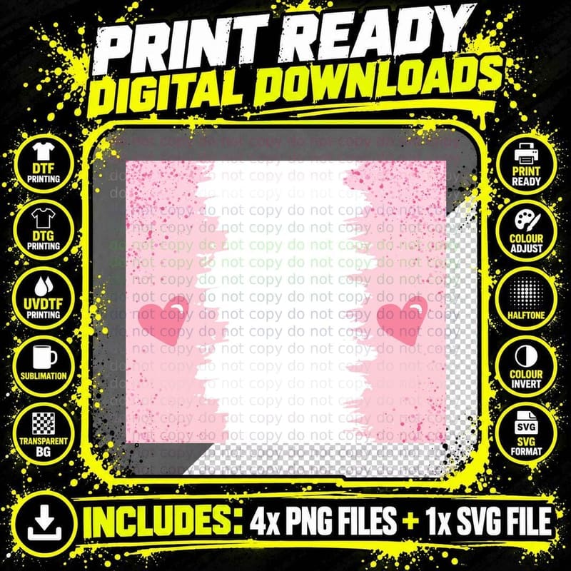 Pink Glitter Hearts Confetti Bokeh Soft T-Shirt Png SVG Digital Bundle