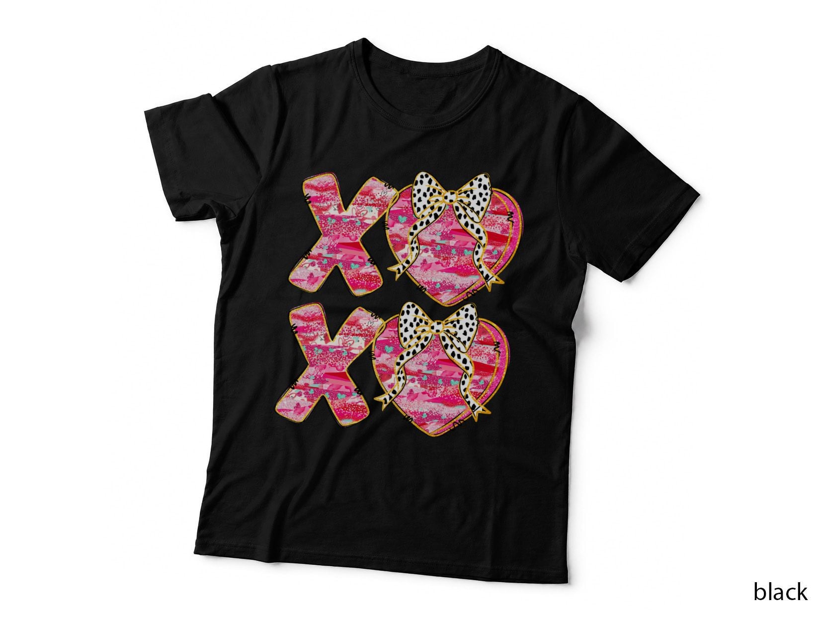 Pink Heart Bow Glitter Hearts Scripture Citations Romantic T-Shirt