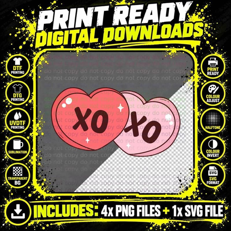 Pink Heart Overlapping Sparkle Love T-Shirt Png SVG Digital Bundle