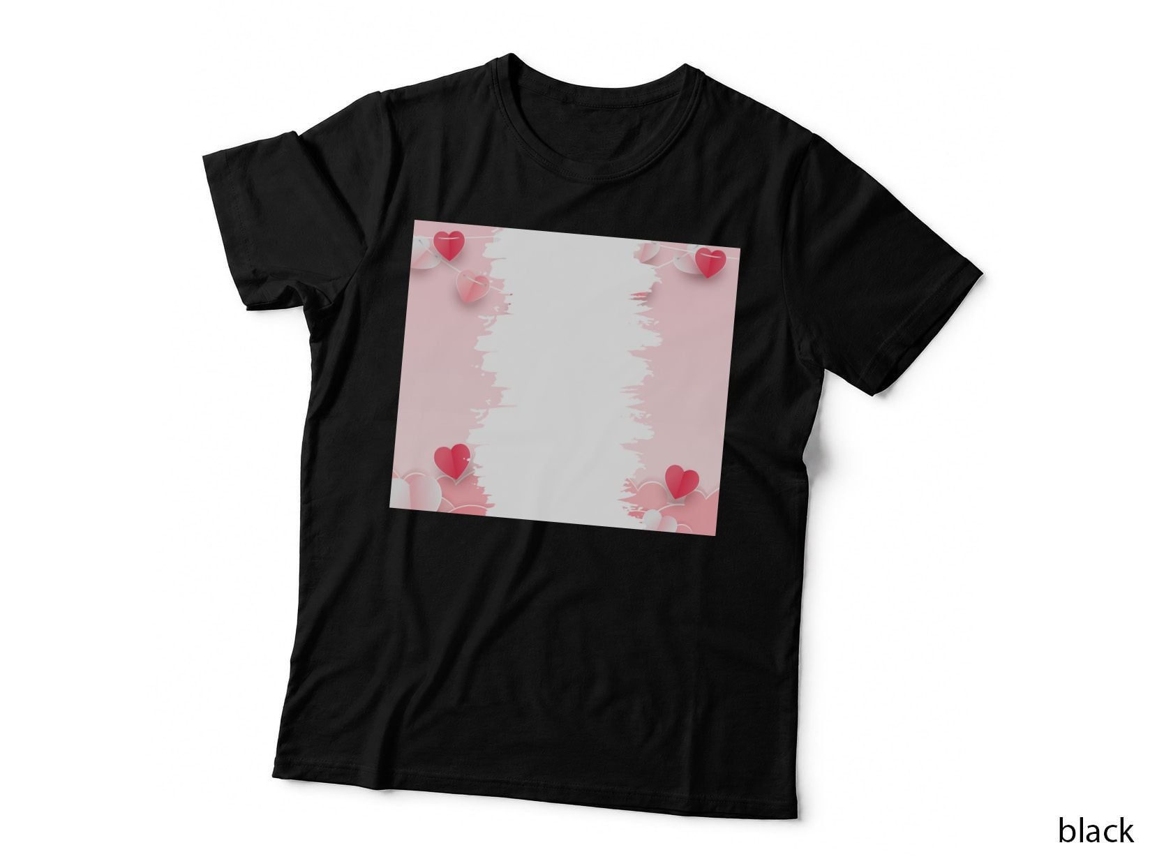 Pink Hearts White Paint Splatter Watercolor T-Shirt