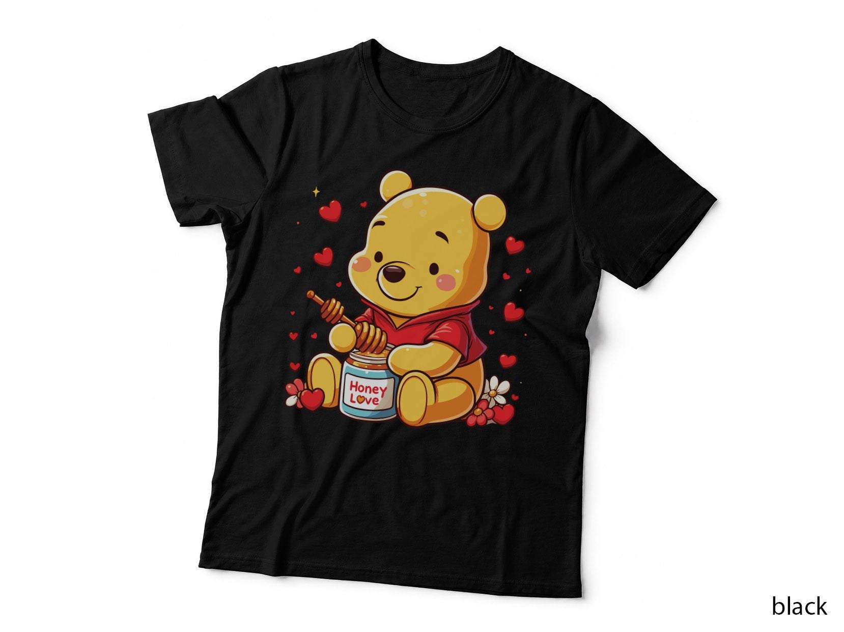 Pooh Honey Love Yellow Orange Pot Hearts T-Shirt