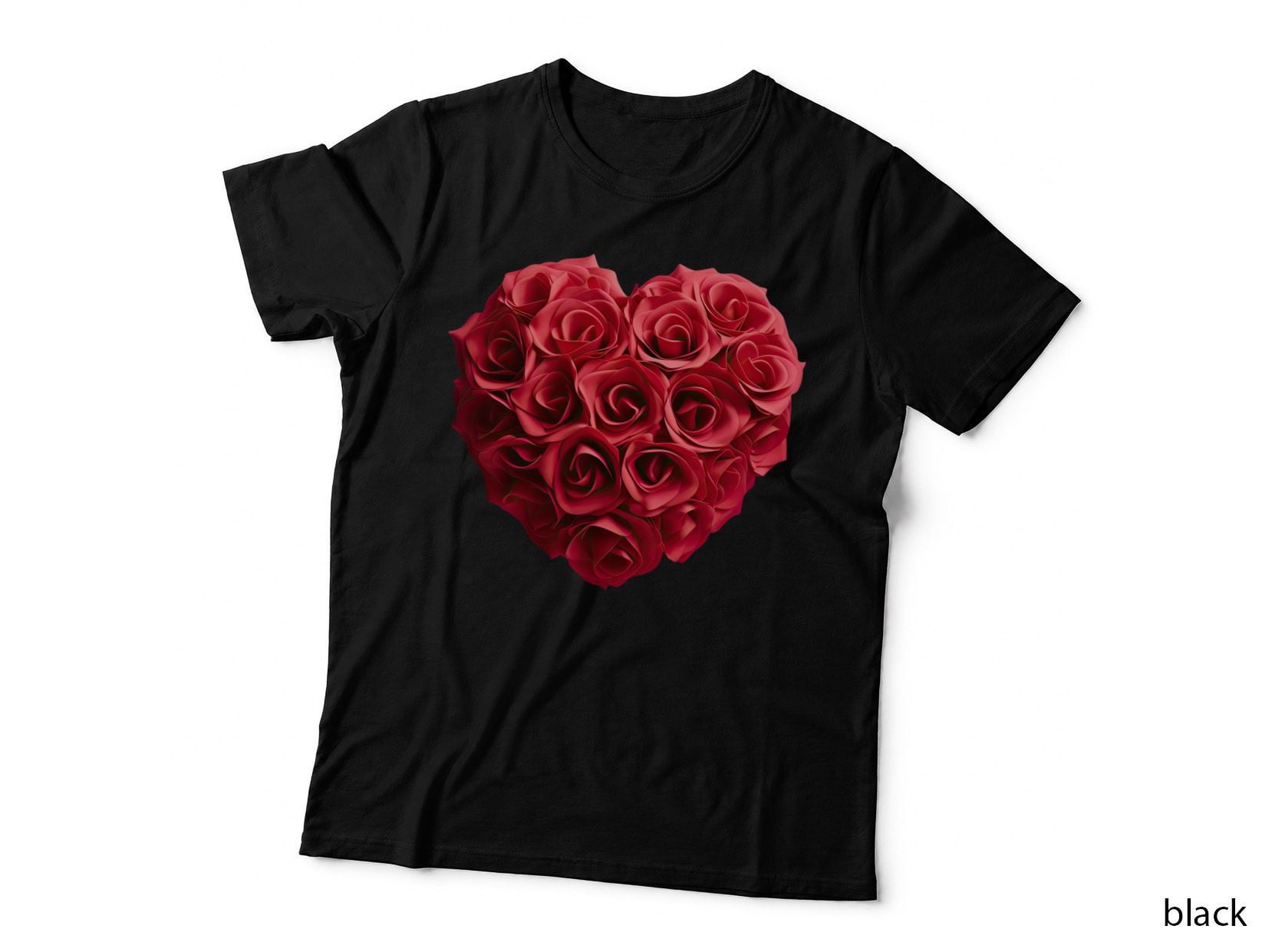 Red Roses Heart Shape Passionate Romantic T-Shirt