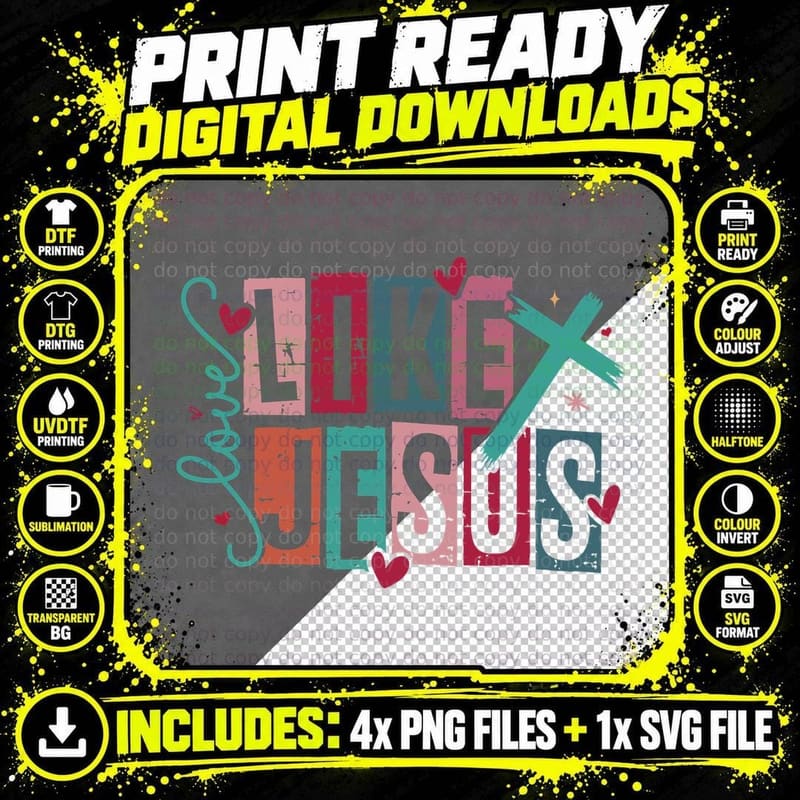 Seek Jesus Colorful Distressed Multicolor Religious Png SVG Digital Bundle