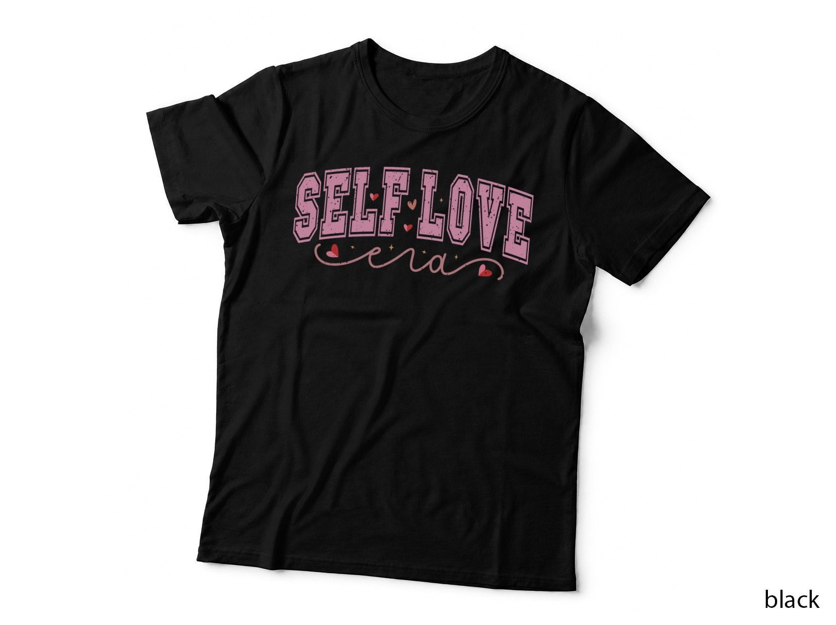 Self Love Aria Pink Outline Distressed Valentine Self-Care T-Shirt