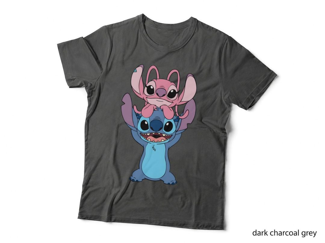 Stitch Angel Blue Pink Stack Holding Embrace T-Shirt