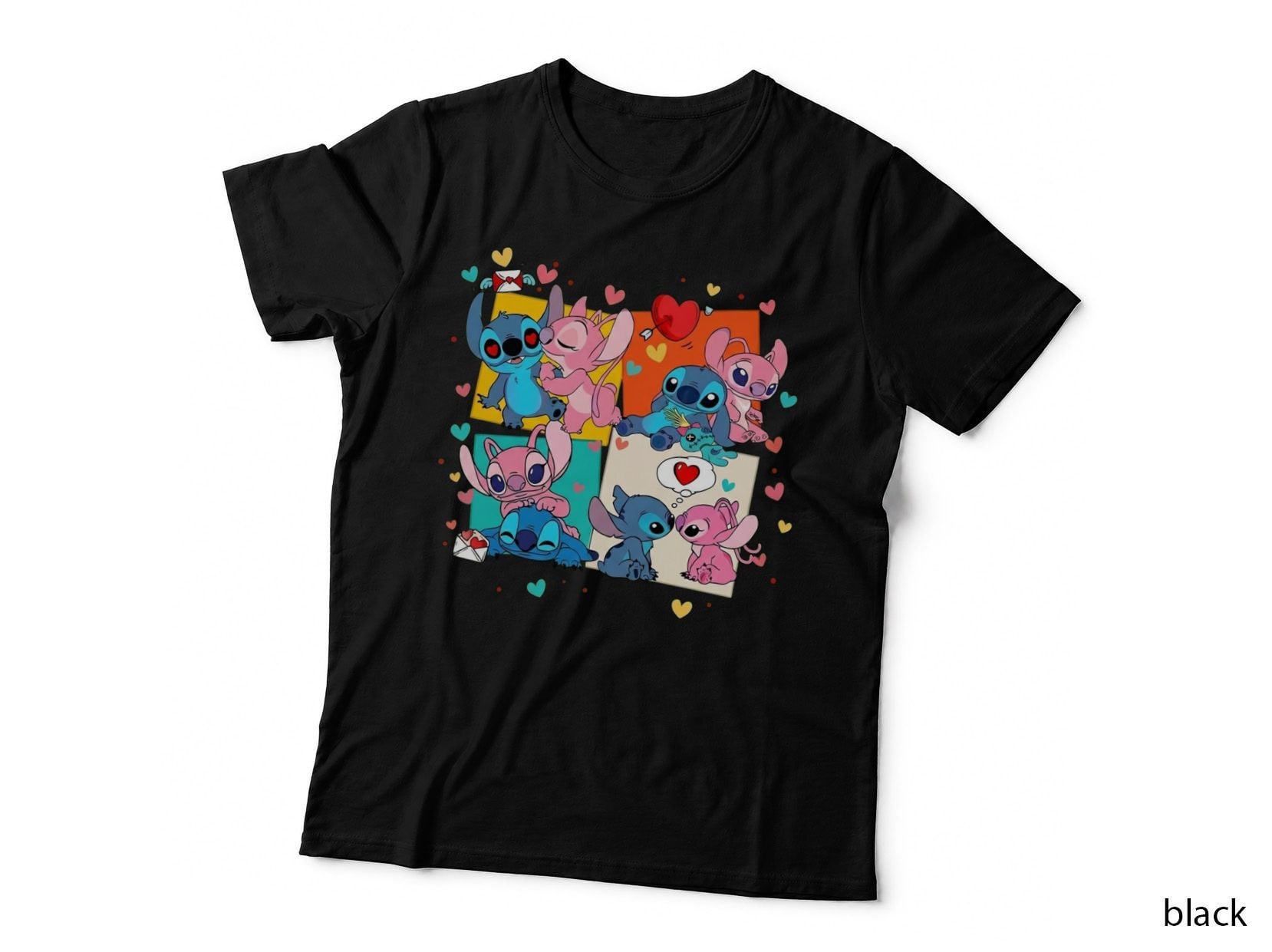 Stitch Angel Pink Blue Group Characters Cute T-Shirt