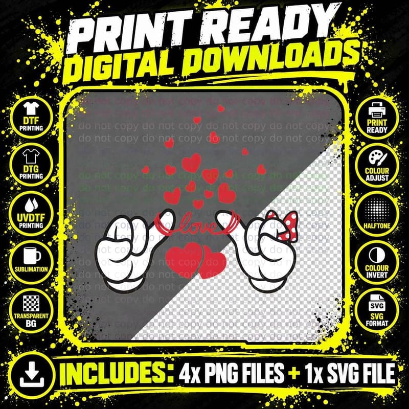 Stitch Angel Pink White Hands Love Heart Gesture Simple Png SVG Digital Bundle