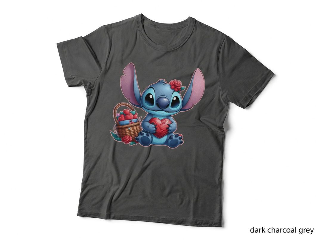 Stitch Basket Red Flowers T-Shirt
