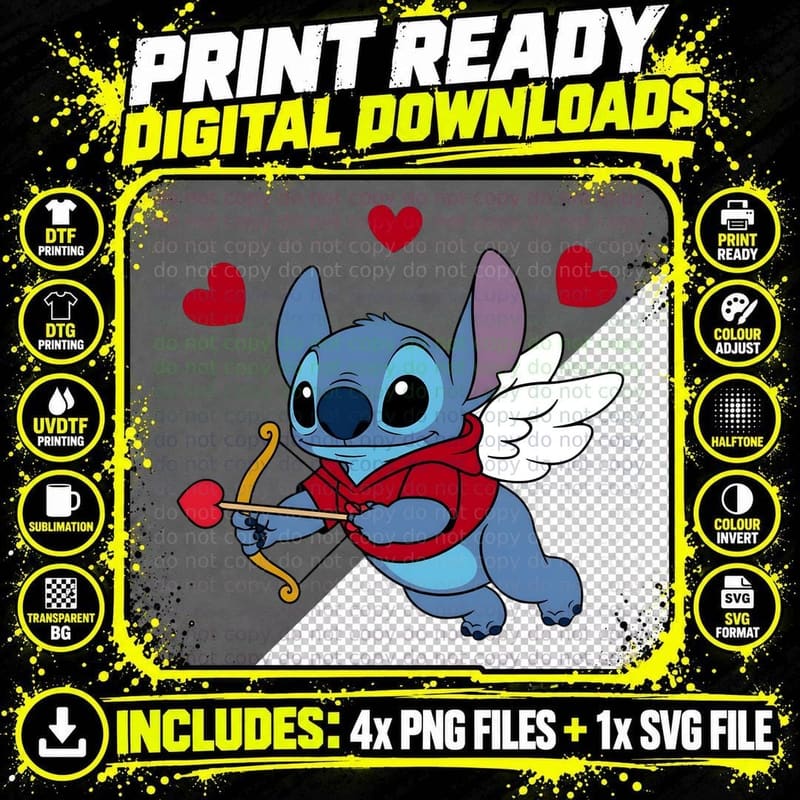 Stitch Cupid Angel Costume T-Shirt Png SVG Digital Bundle