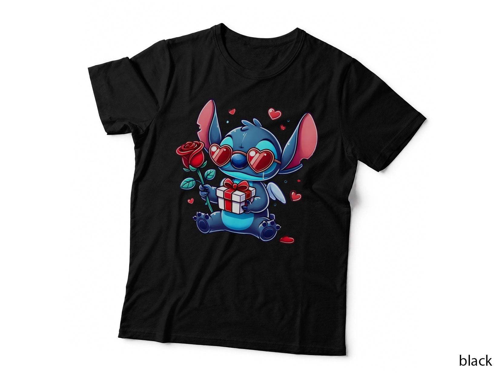 Stitch Holding Gift Box Hearts T-Shirt