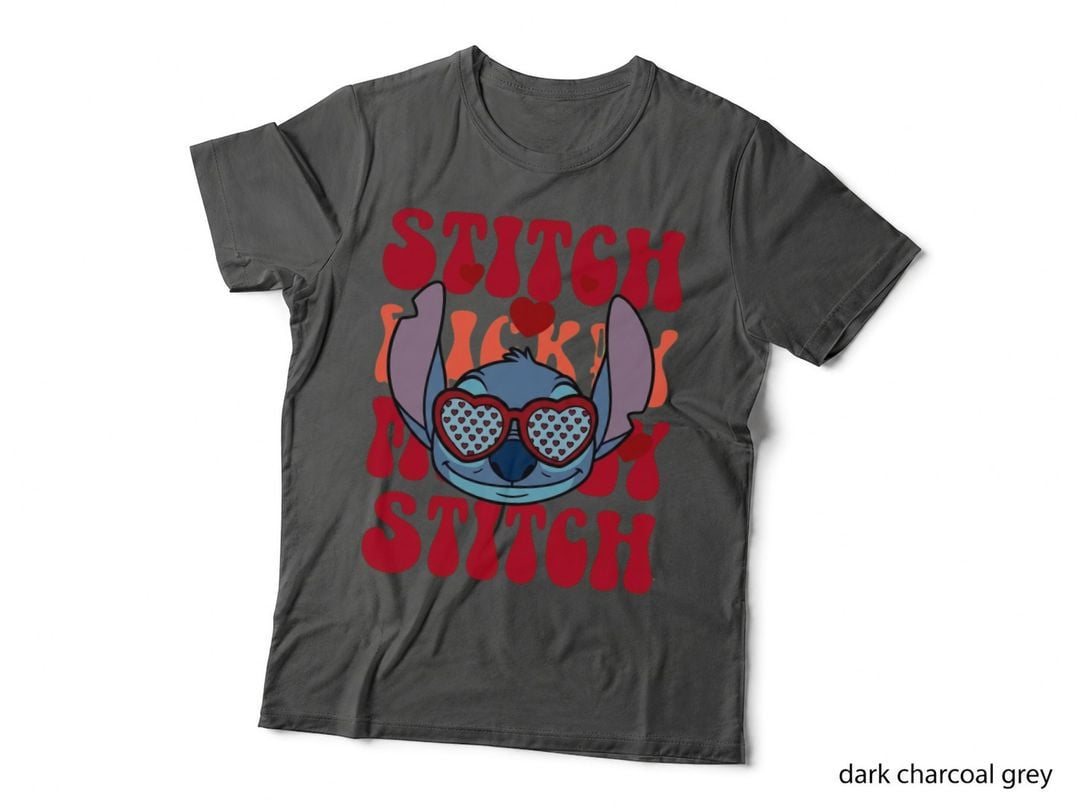 Stitch Lucky Red Blue Sunglasses Heart Hearts T-Shirt
