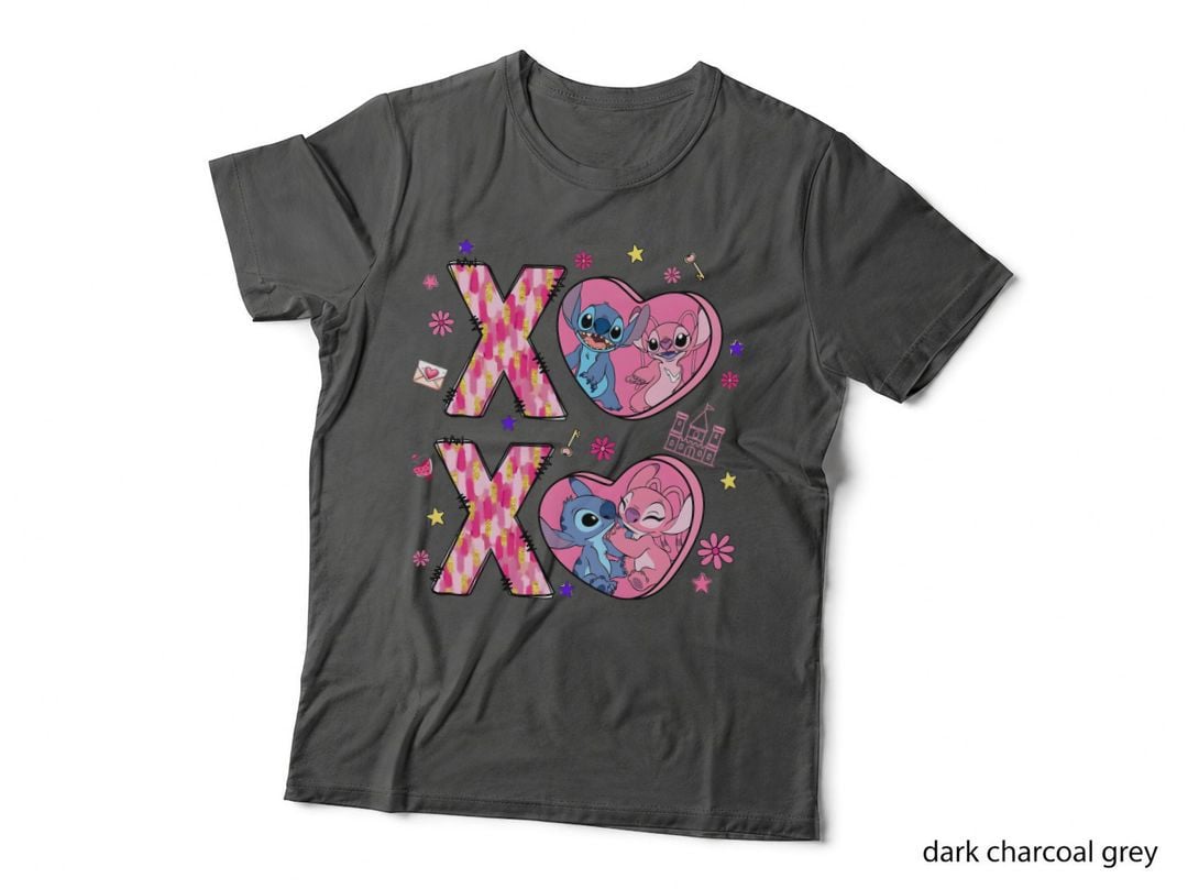 Stitch Pink Hearts Stitched Pattern X O T-Shirt