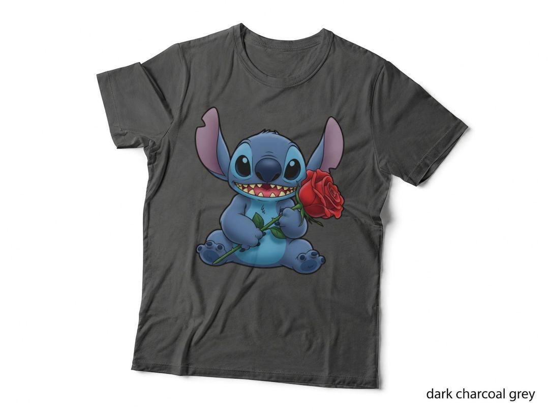 Stitch Red Rose Romantic Flower T-Shirt