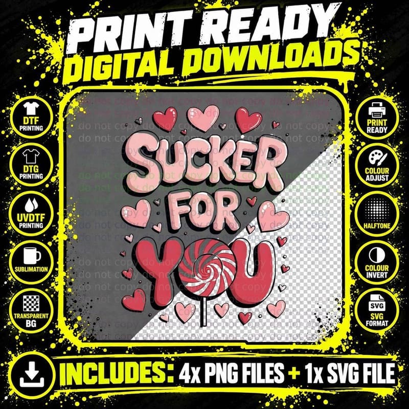 Sucker for You for Pink Bubble Letters Red Lollipop Png SVG Digital Bundle