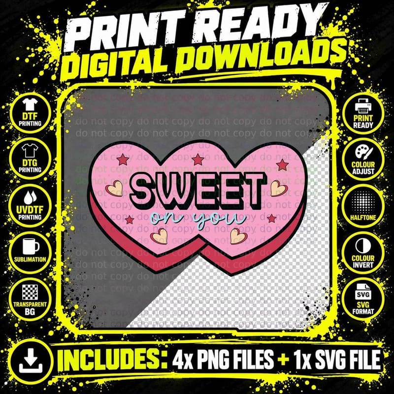 Sweet Pink Heart Love Japanese Text T-Shirt Png SVG Digital Bundle