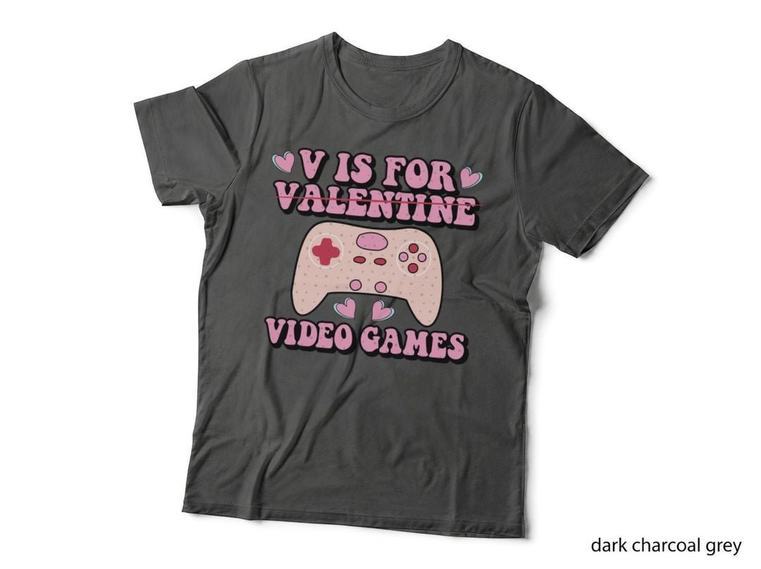 V Is for Valentine Pink Video Game Retro T-Shirt