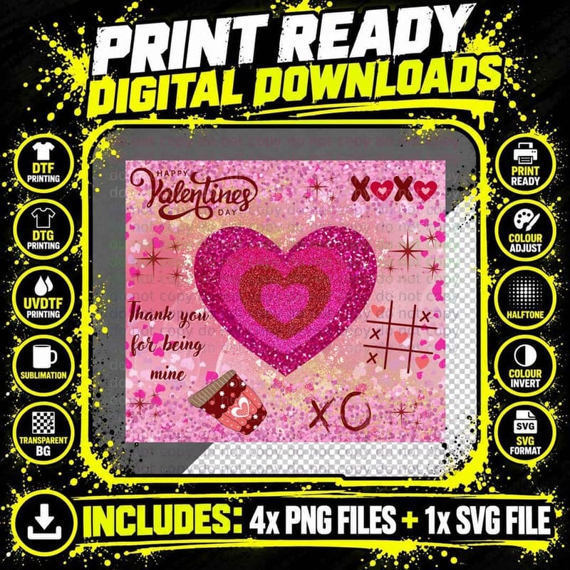 Valentine Gnome Valentine's Day Thank You for Being Mine Png SVG Digital Bundle