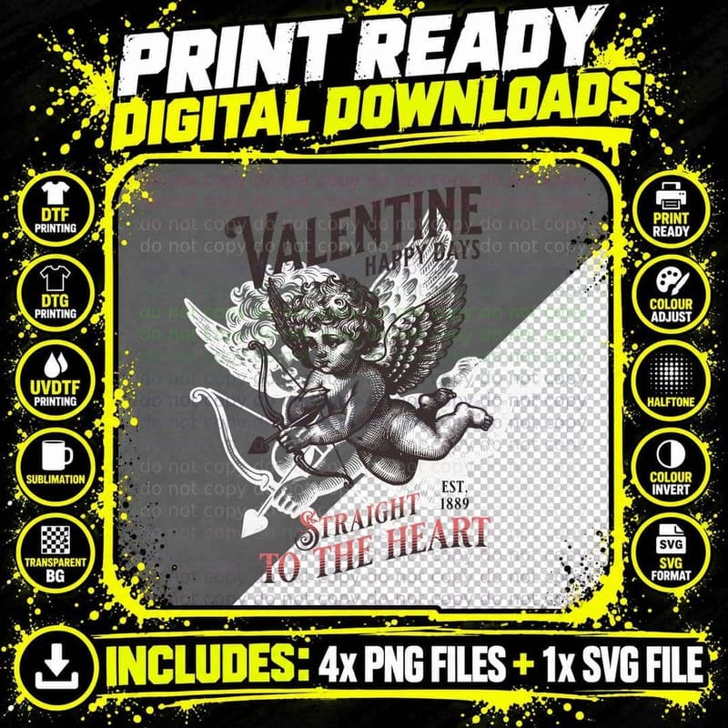 Valentine Happy Days Illustration T-Shirt Png SVG Digital Bundle