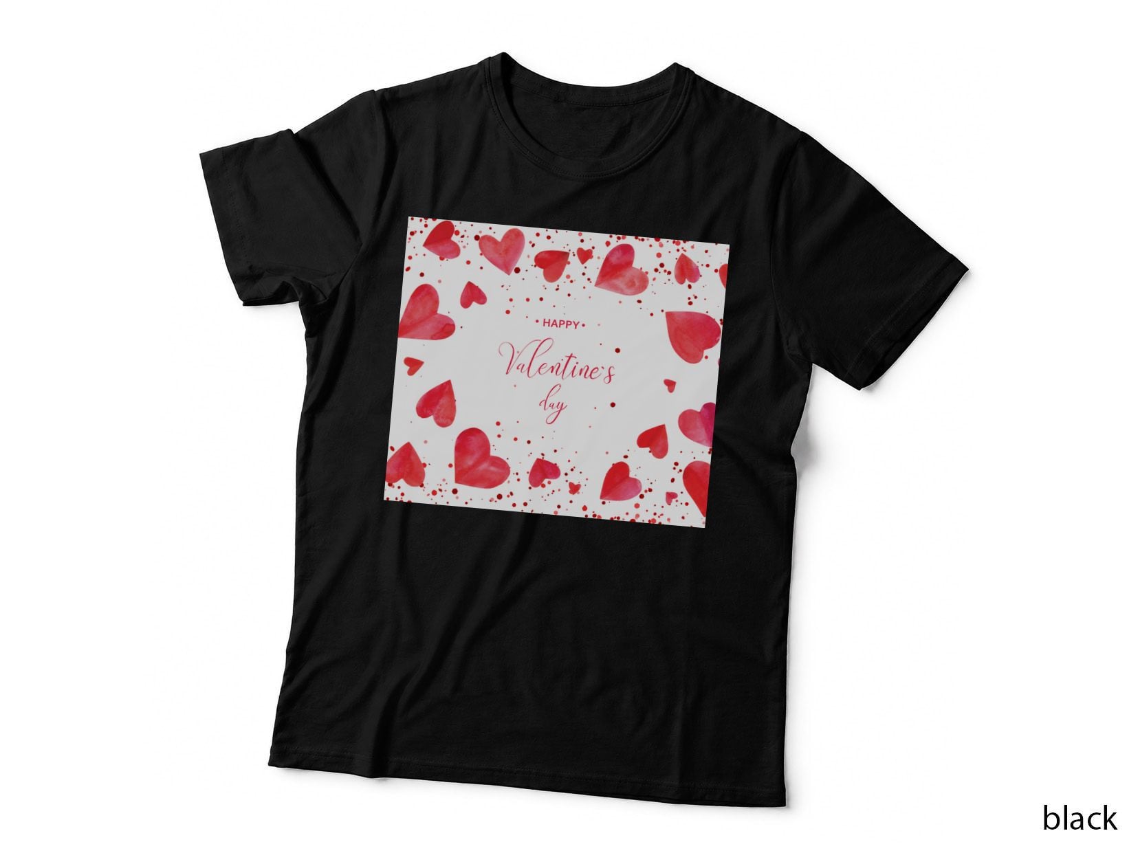 Valentine Romantic Happy Valentine's Day Red Outline Heart Watercolor T-Shirt