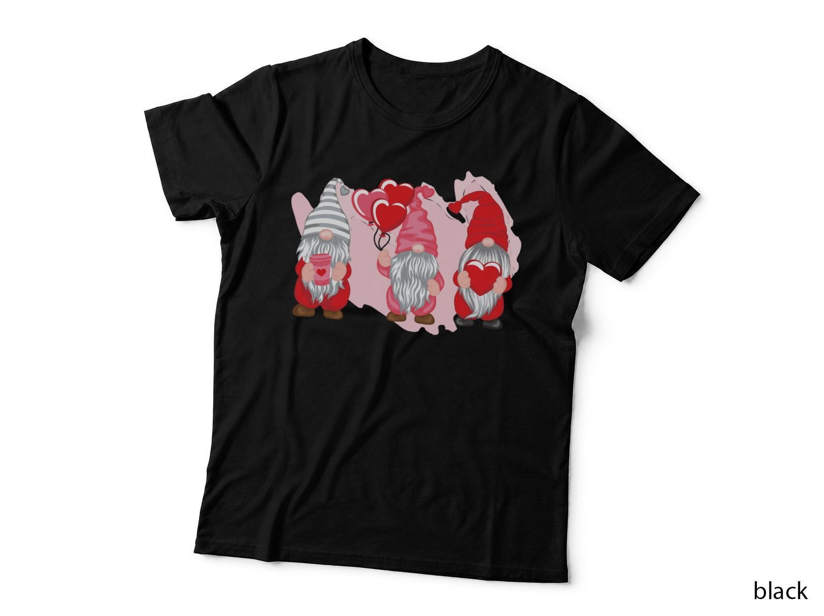 Valentine's Gnomes Pink Striped Gnome Trio T-Shirt