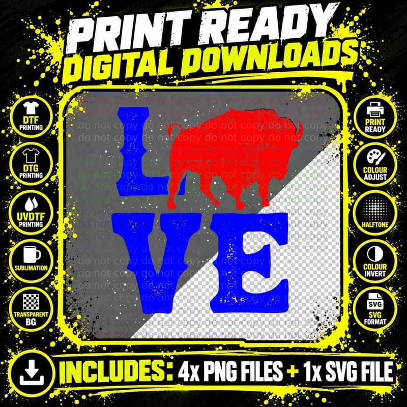 Wild American Bison Lover Gift Valentines Day Love Png SVG Digital Bundle